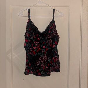 Floral Lace Trim Cami Top